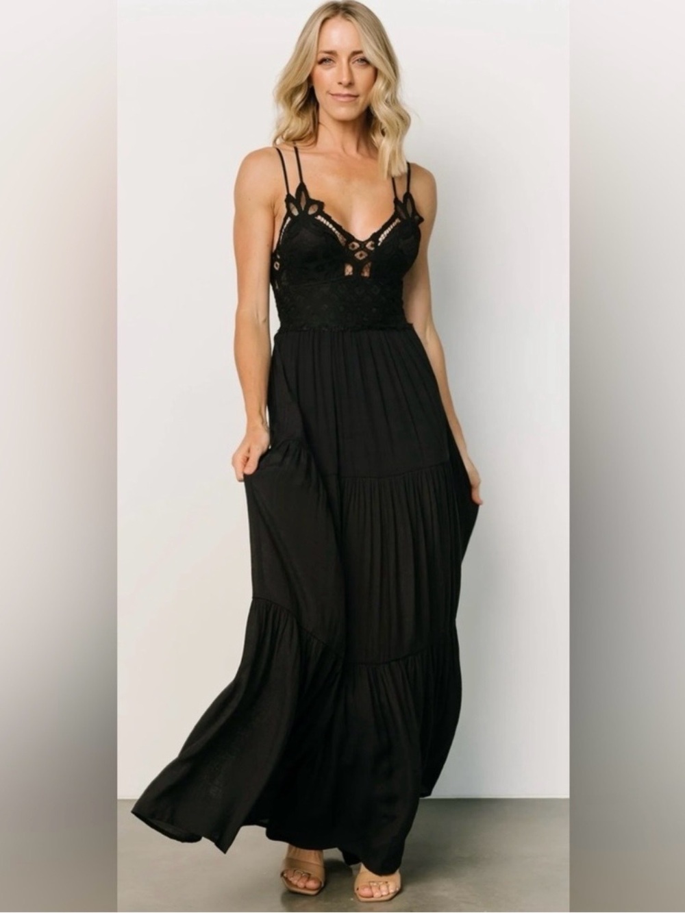 Baltic Born Summerlin Black Lace Bodice Maxi Dress - Women